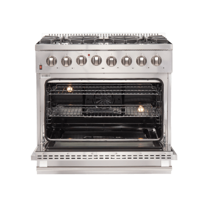 36" Forno Galiano 6 Burners 5.36 cu.ft. True Convection Oven Dual Fuel Range - FFSGS6156-36BLK