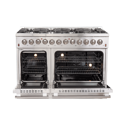 48" Forno Galiano Dual Fuel 6.58 cu.ft. 8 Burners Double Ovens Range - FFSGS6156-48BLK