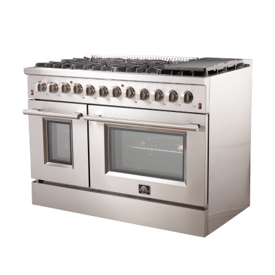 48" Forno Galiano Dual Fuel 6.58 cu.ft. 8 Burners Double Ovens Range - FFSGS6156-48BLK