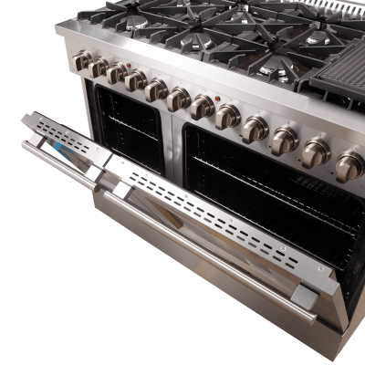 48" Forno Galiano Dual Fuel 6.58 cu.ft. 8 Burners Double Ovens Range - FFSGS6156-48BLK
