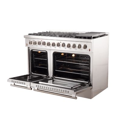 48" Forno Galiano Dual Fuel 6.58 cu.ft. 8 Burners Double Ovens Range - FFSGS6156-48WHT