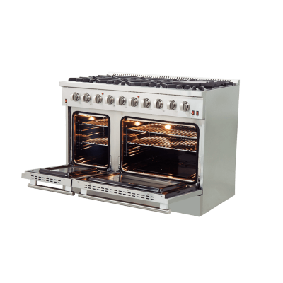 48" Forno Galiano Gas Range 8 Burners Griddle 6.58 cu.ft. Double Ovens - FFSGS6244-48WHT