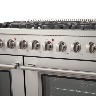 48" Forno Galiano Gas Range 8 Burners Griddle 6.58 cu.ft. Double Ovens - FFSGS6244-48WHT